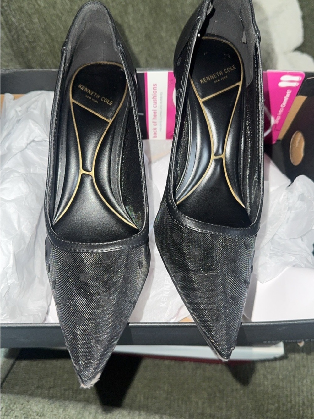 Kenneth Cole New York Bentley 100 Black Mesh Pointed Toe Pumps 5.5